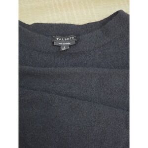 Talbots Womens Pure Cashmere Crewneck Pullover Sweater Size S Black 3/4 Sleeve